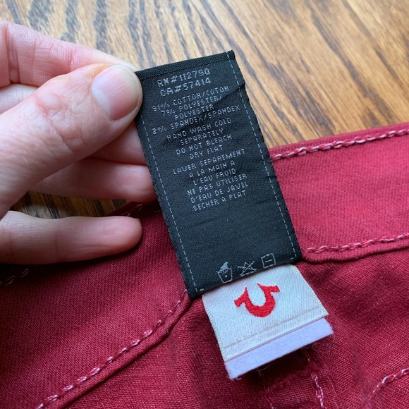 True Religion Skinny Coated Jeans, Dark Red, Size 27 - Picture 5 of 11